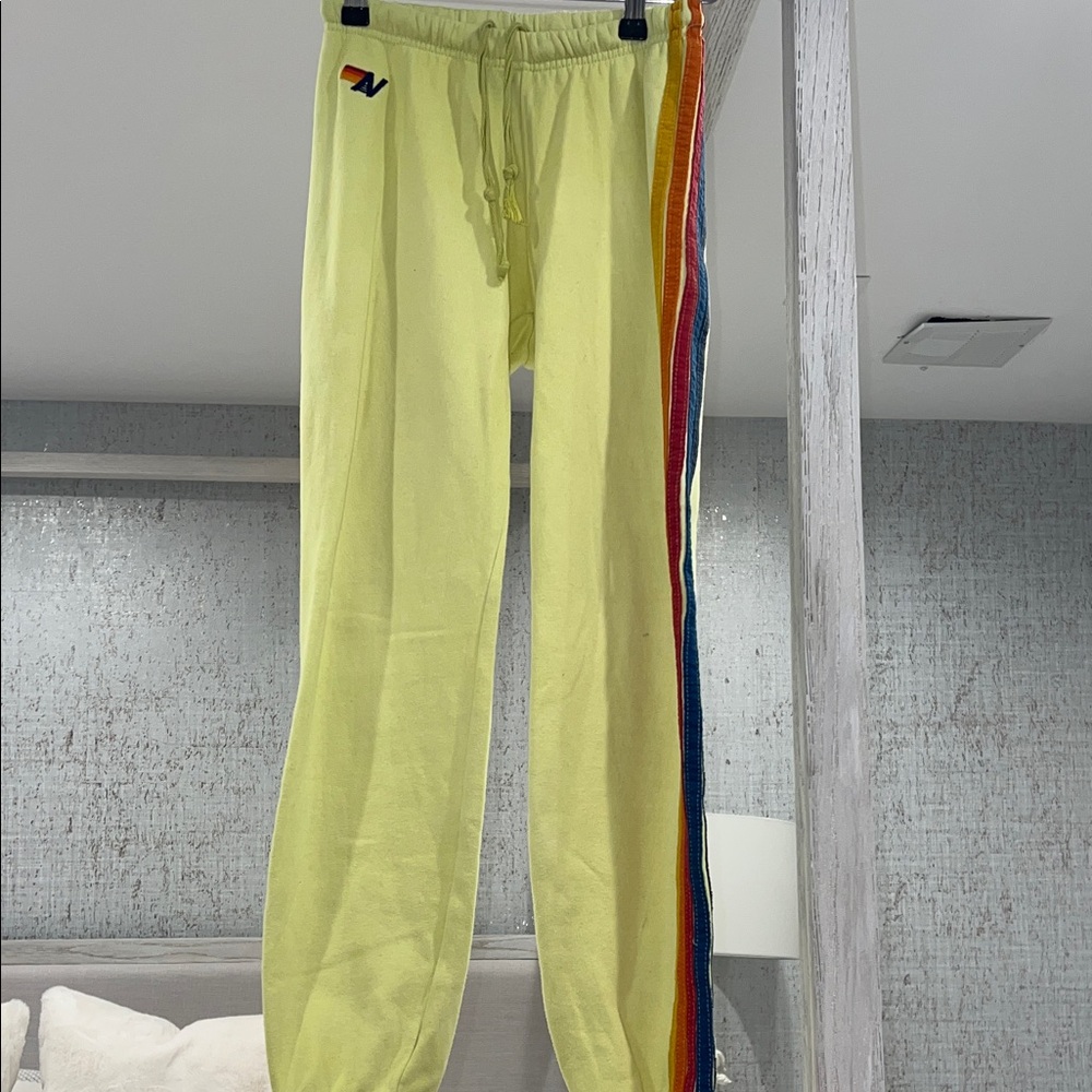 Aviator Nation Yellow Joggers with Colorful Side Stripe
